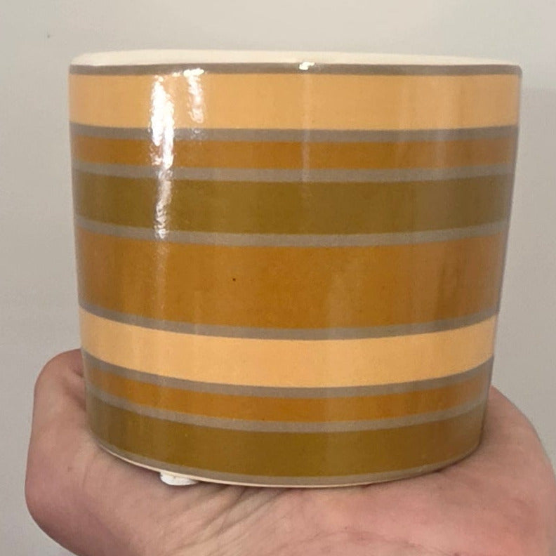 Small Mustard Stripe Pots