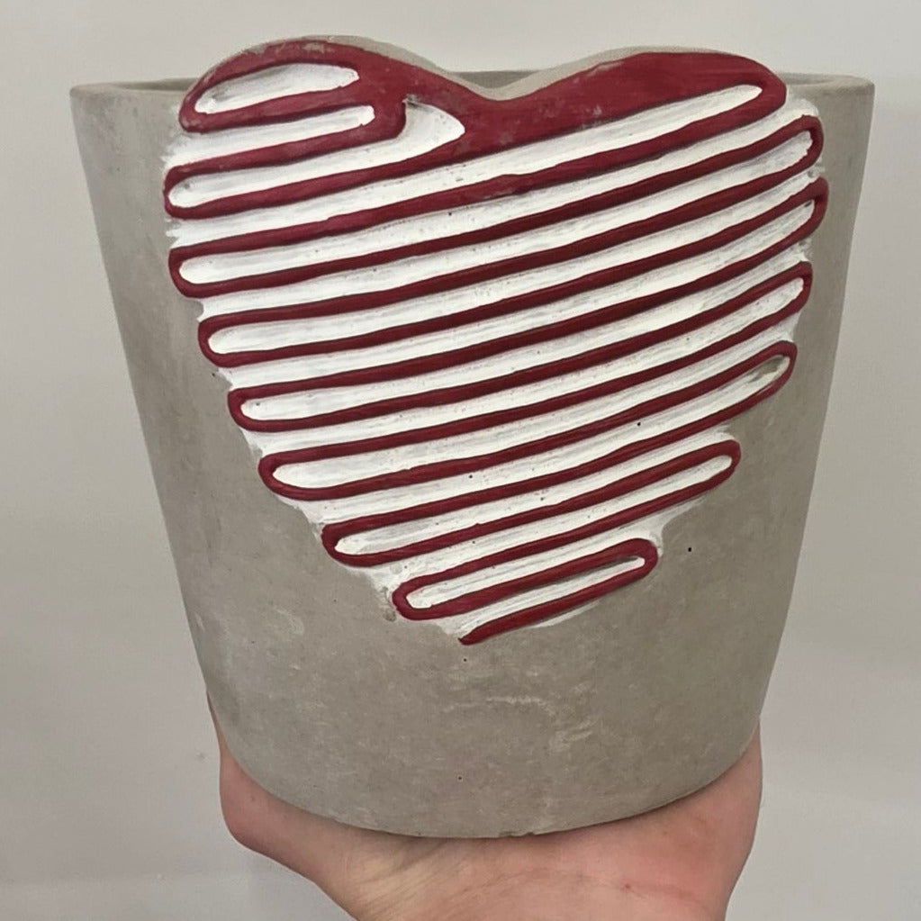 Cement Heart Pots