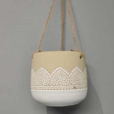 Hanging Cement Lace Pots