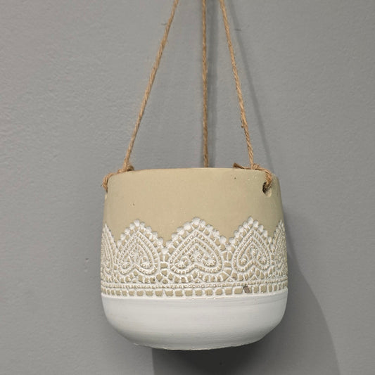 Hanging Cement Lace Pots