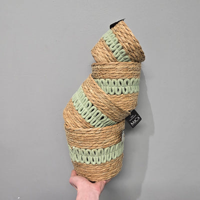 Green Wicker Pot Set x 4