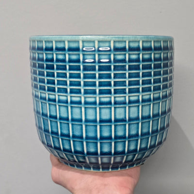 Ceramic Blue Grid Pots
