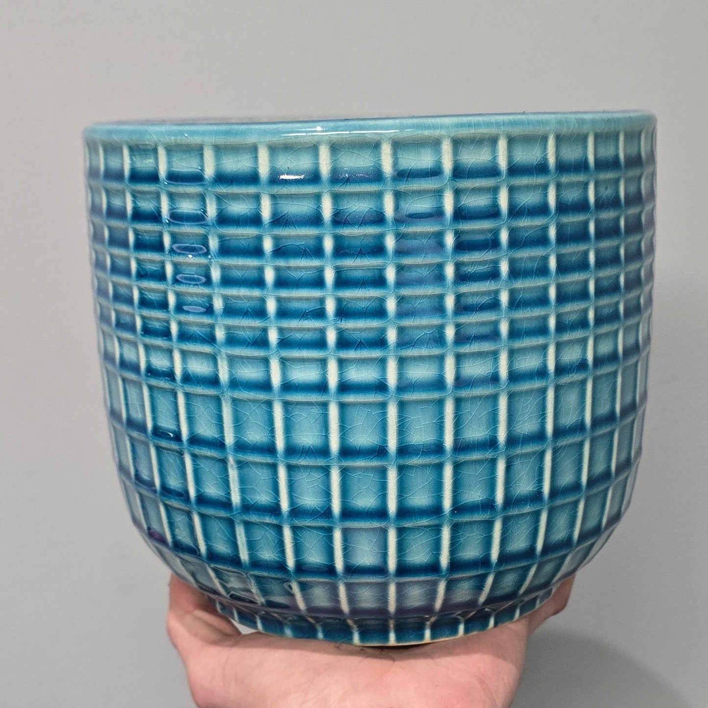 Ceramic Blue Grid Pots
