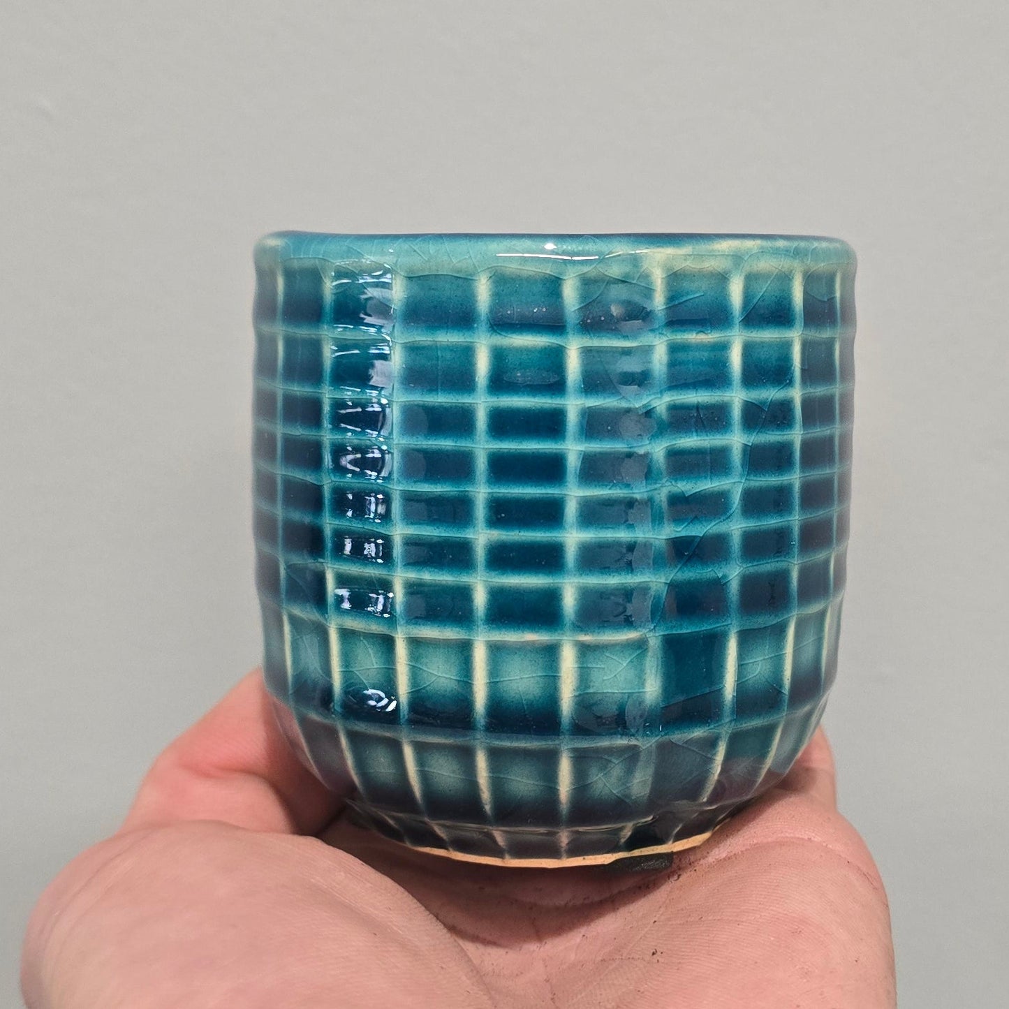 Ceramic Blue Grid Pots